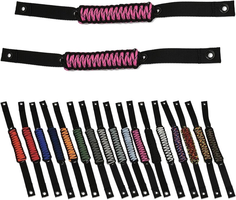 IAG Performance IAG I-Line Paracord Grab Handle 2-Piece Set for Ford Bronco 2021-2024+ (Pink) - Image 1